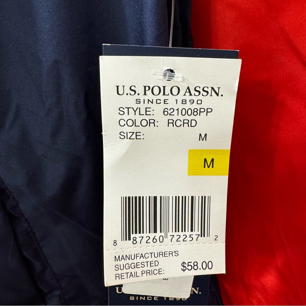 U. S. Polo Assn Raincoat/Windbreaker Hoodie Red/Blue/White Medium Unisex - Picture 12 of 12